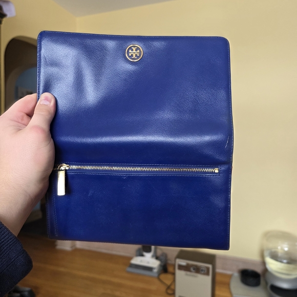 Tory Burch Robinson Blue Leather Envelope Wallet - Picture 3 of 7